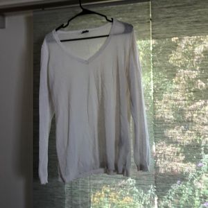 White cotton v neck sweater